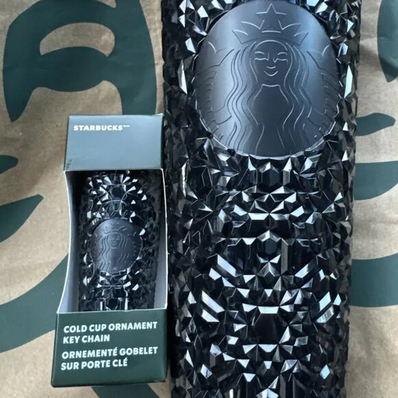 Starbucks Navy Blue [Jeweled] Starbucks 2024 Cold Cup Ornament Keychain NIB - Picture 4 of 7